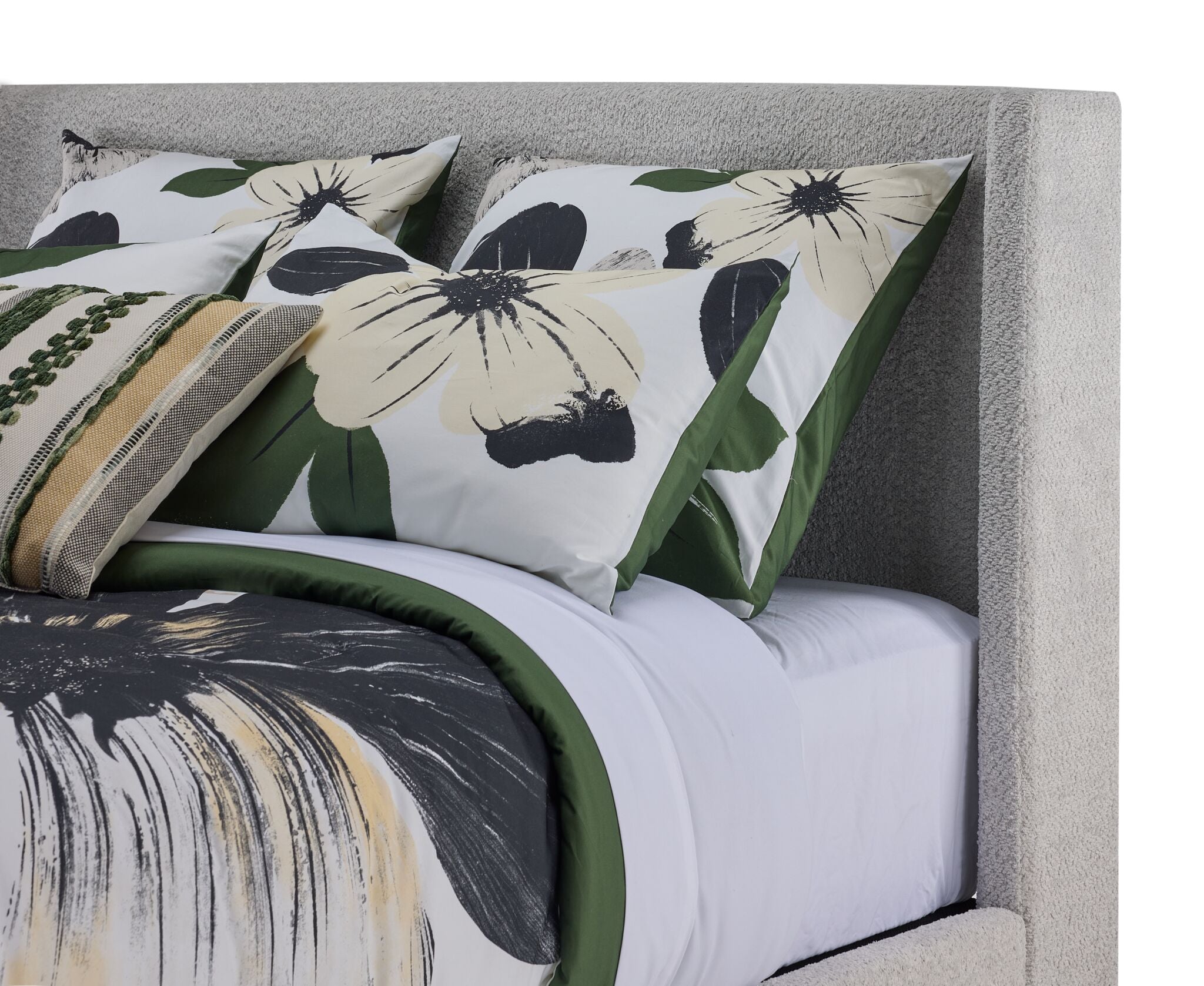 In Full Bloom - Hallie 3-Piece Full Upholstered Bed - Light Grey