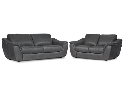 Harris Leather Sofa and Loveseat Set - Grey