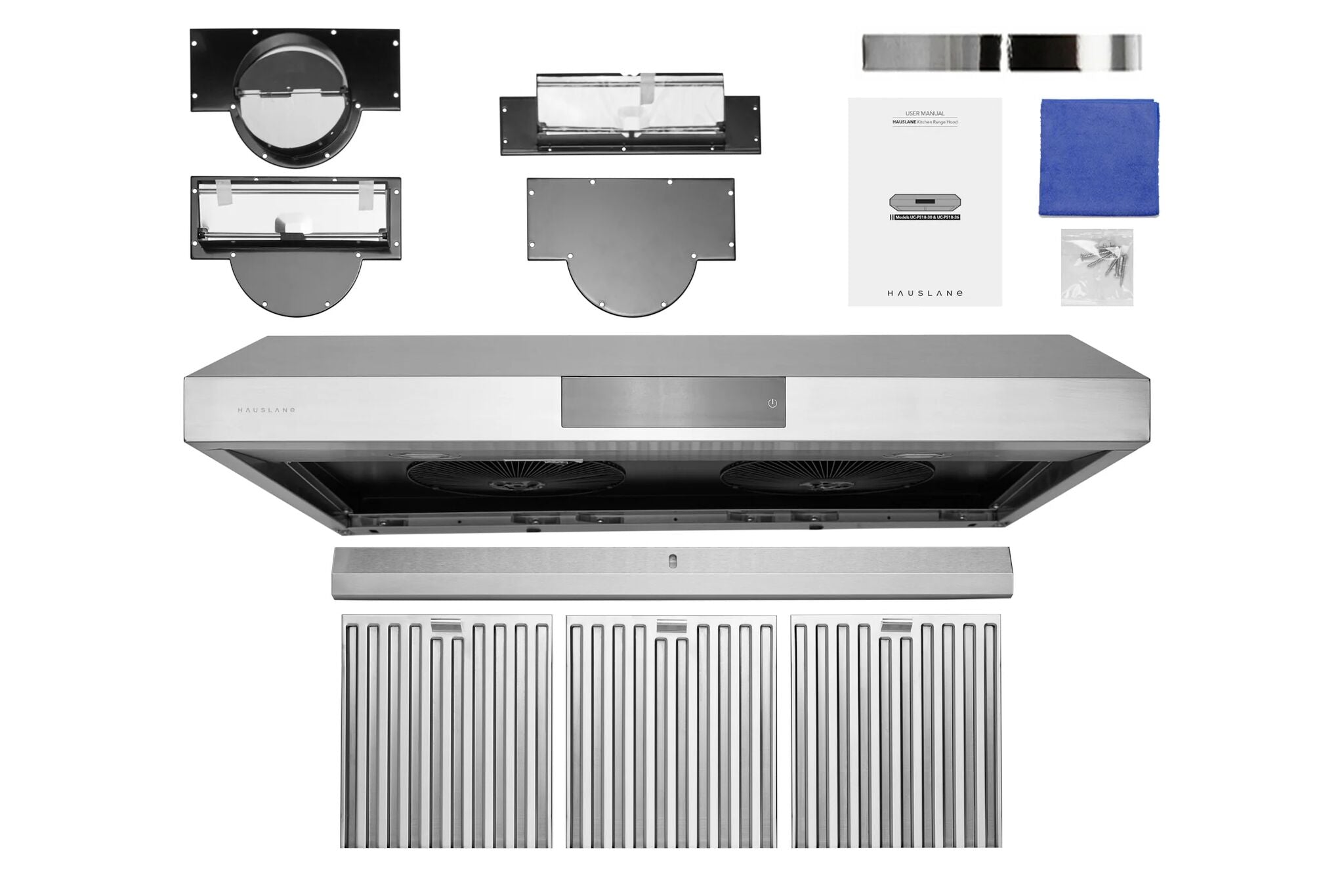 Hauslane Stainless Steel 36" 860 CFM Under Cabinet Range Hood - UC-PS18SS-36