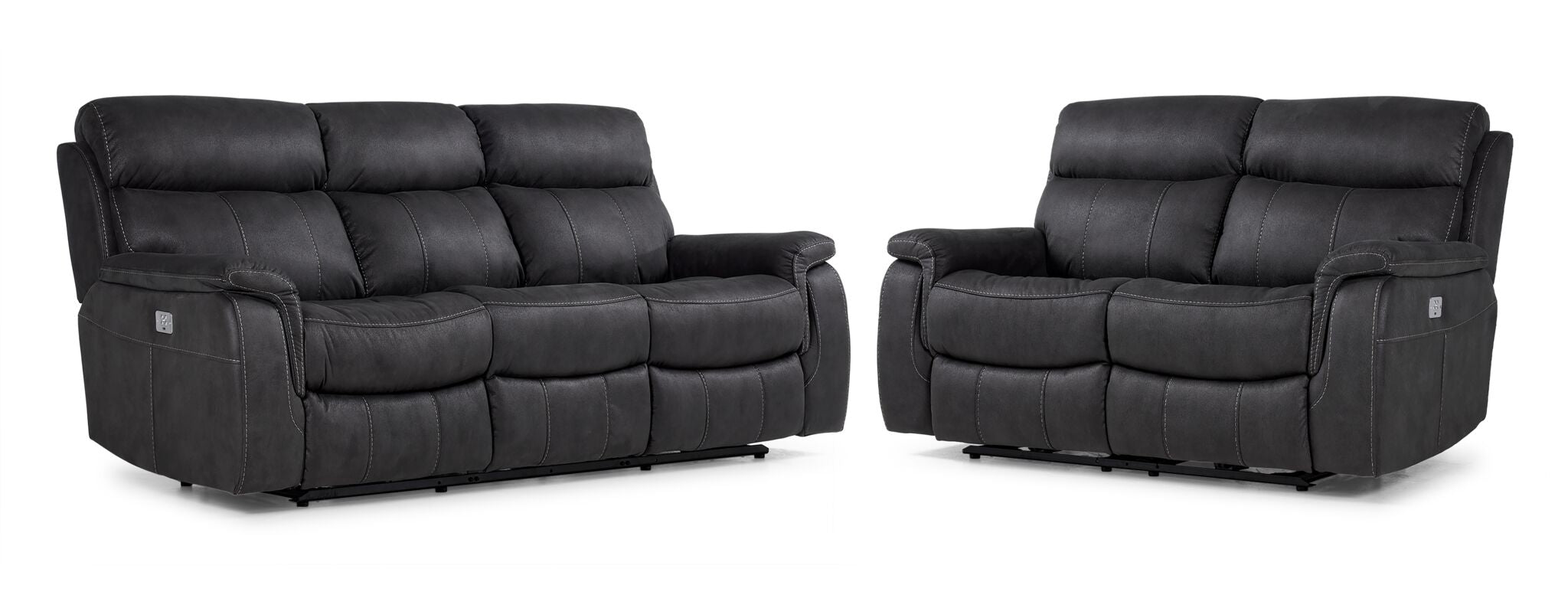 Haven Dual Power Reclining Sofa and Loveseat Set - Grey