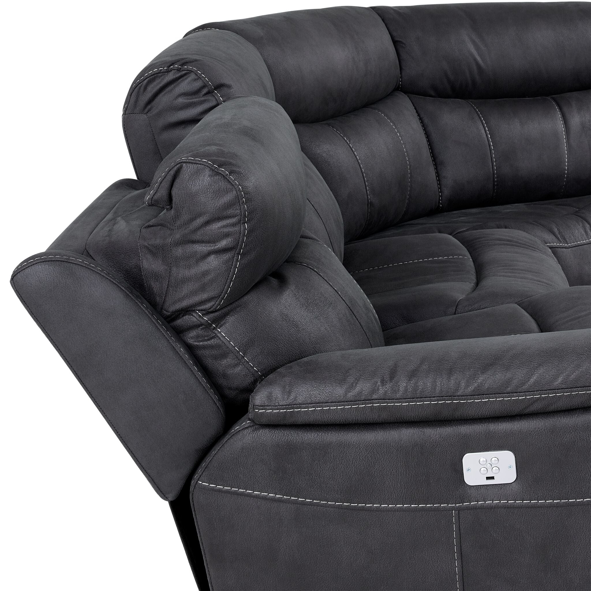 Haven 5-Piece Dual Power Reclining Sectional with Console - Grey