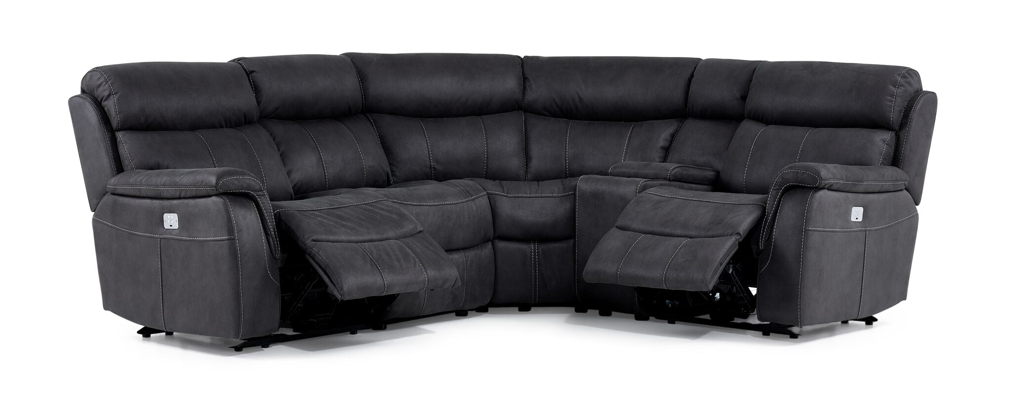 Haven 5-Piece Dual Power Reclining Sectional with Console - Grey