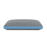 HealthGuard Active Charcoal Adjustable Pillow in grey with herringbone cover and blue breathable mesh border