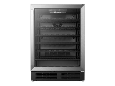 Hisense Fingerprint Resistant Stainless Steel Single Zone Wine Cooler and Beverage Center Hybrid (54 Bottle Wine/164 Can Beverage)(5.4 cu.ft.) - HWS054B1ASD
