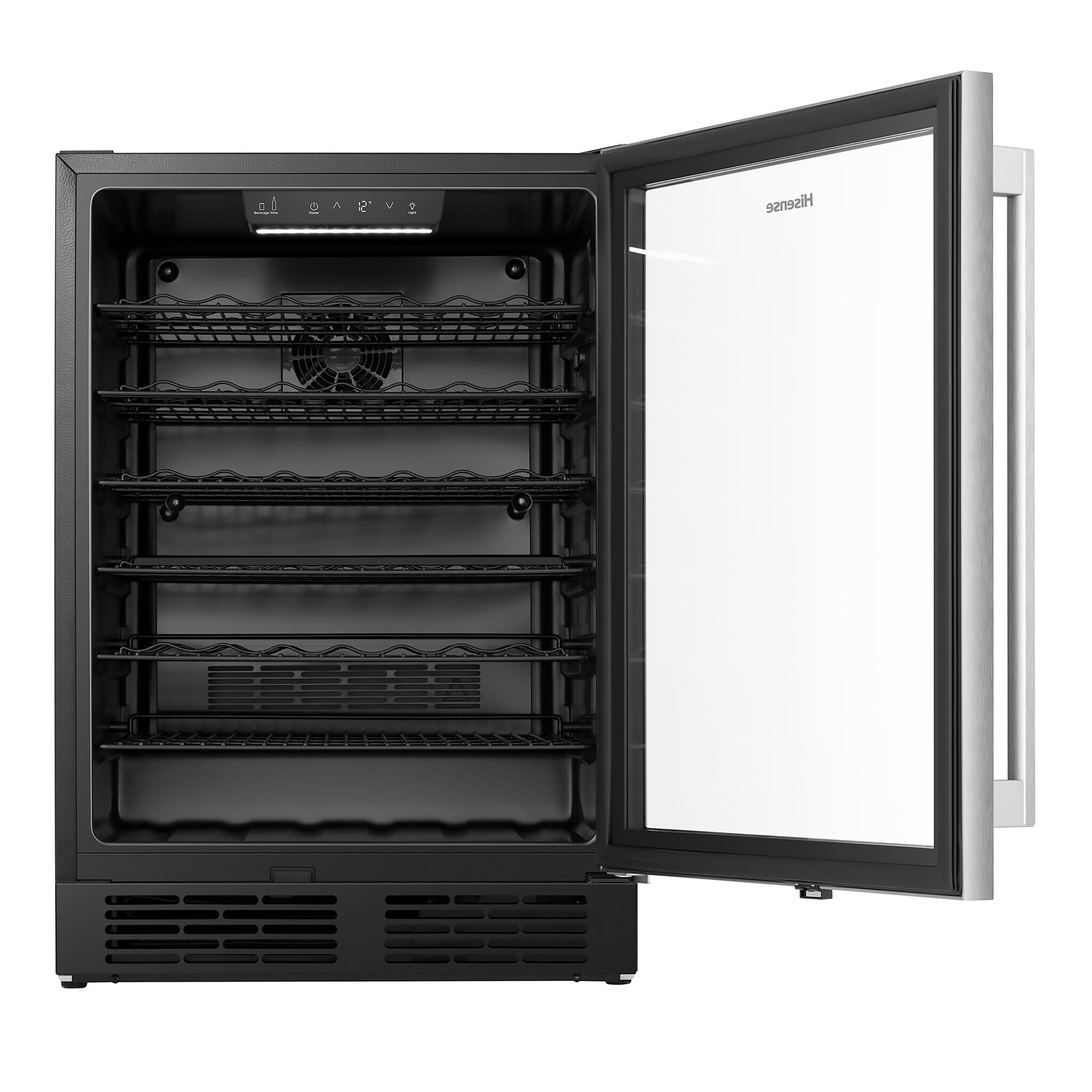 Hisense Fingerprint Resistant Stainless Steel Single Zone Wine Cooler and Beverage Center Hybrid (54 Bottle Wine/164 Can Beverage)(5.4 cu.ft.) - HWS054B1ASD