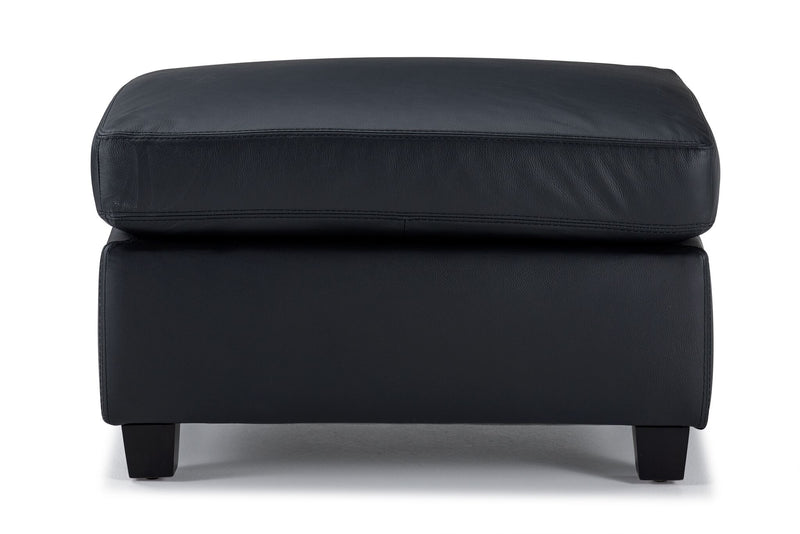 Icon Leather Ottoman - Black | Leon's