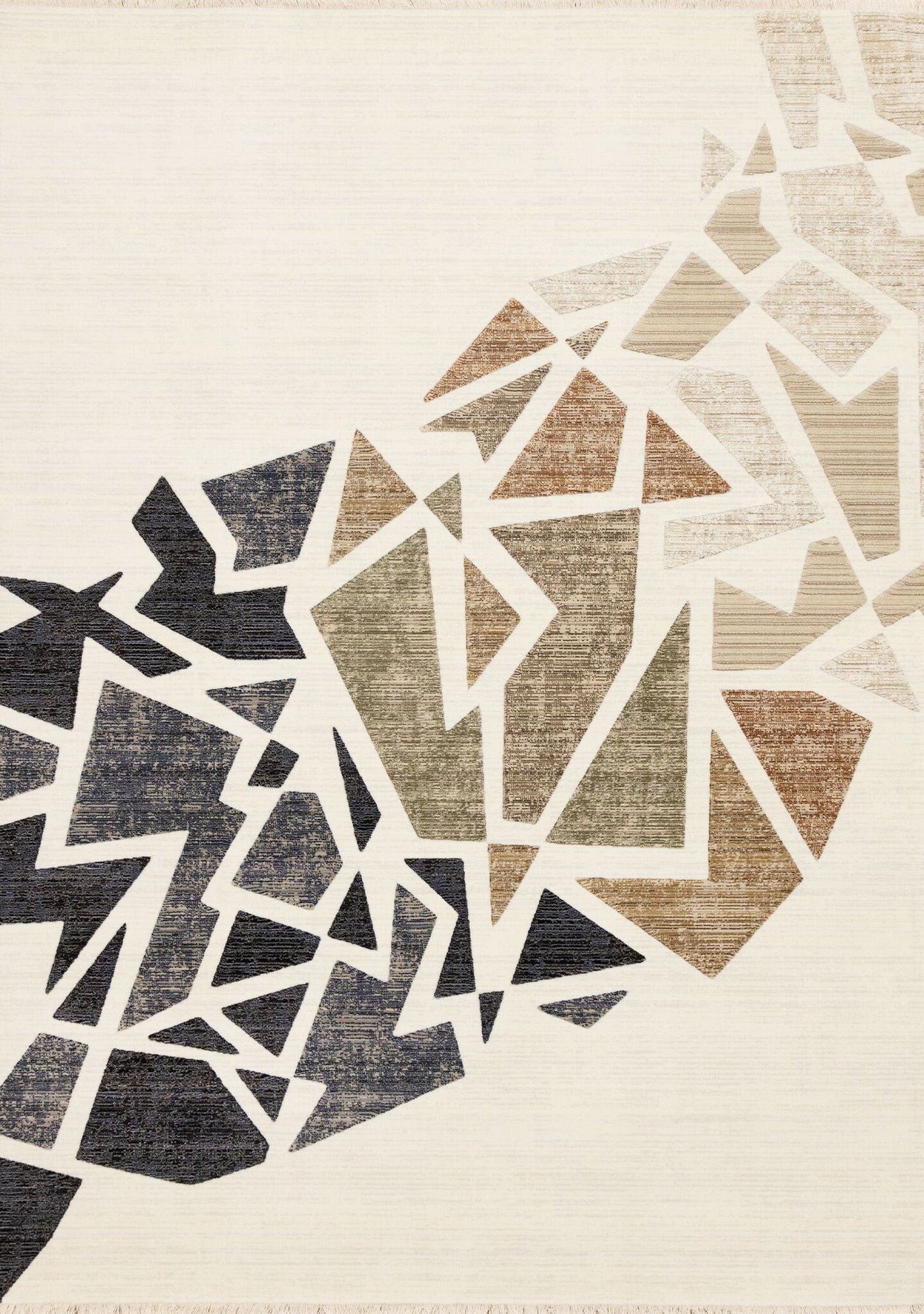 In Harmony 5'3" x 7'10" Shattered Glass Design Area Rug - Cream, Blue, Red