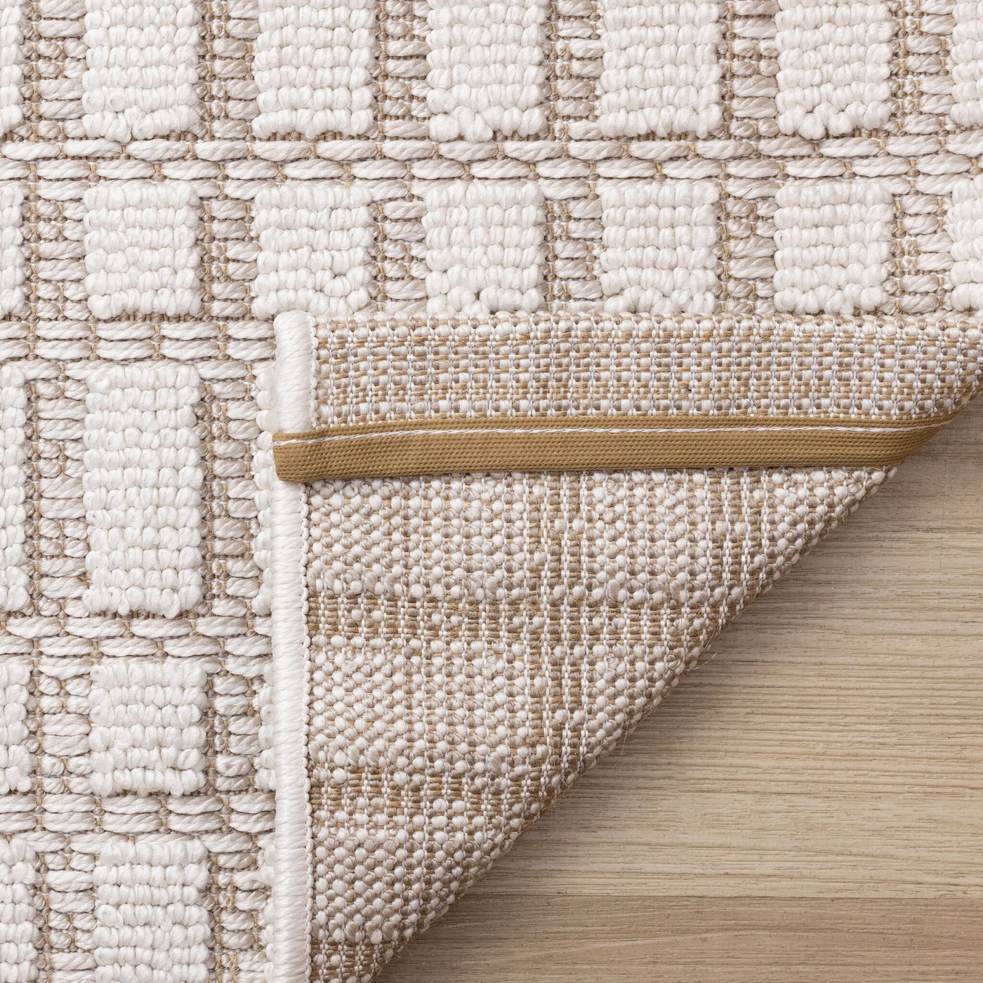 Woven Balance 5'3" x 7'7" Intricate Grid Design Area Rug - White, Taupe