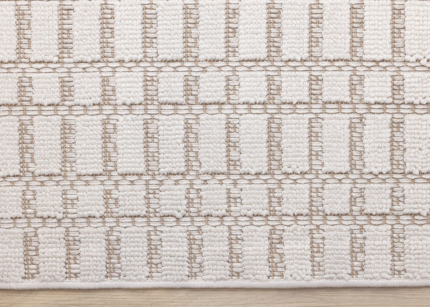 Woven Balance 5'3" x 7'7" Intricate Grid Design Area Rug - White, Taupe