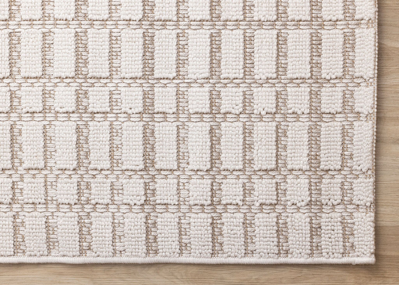 Woven Balance 5'3" x 7'7" Intricate Grid Design Area Rug - White, Taupe