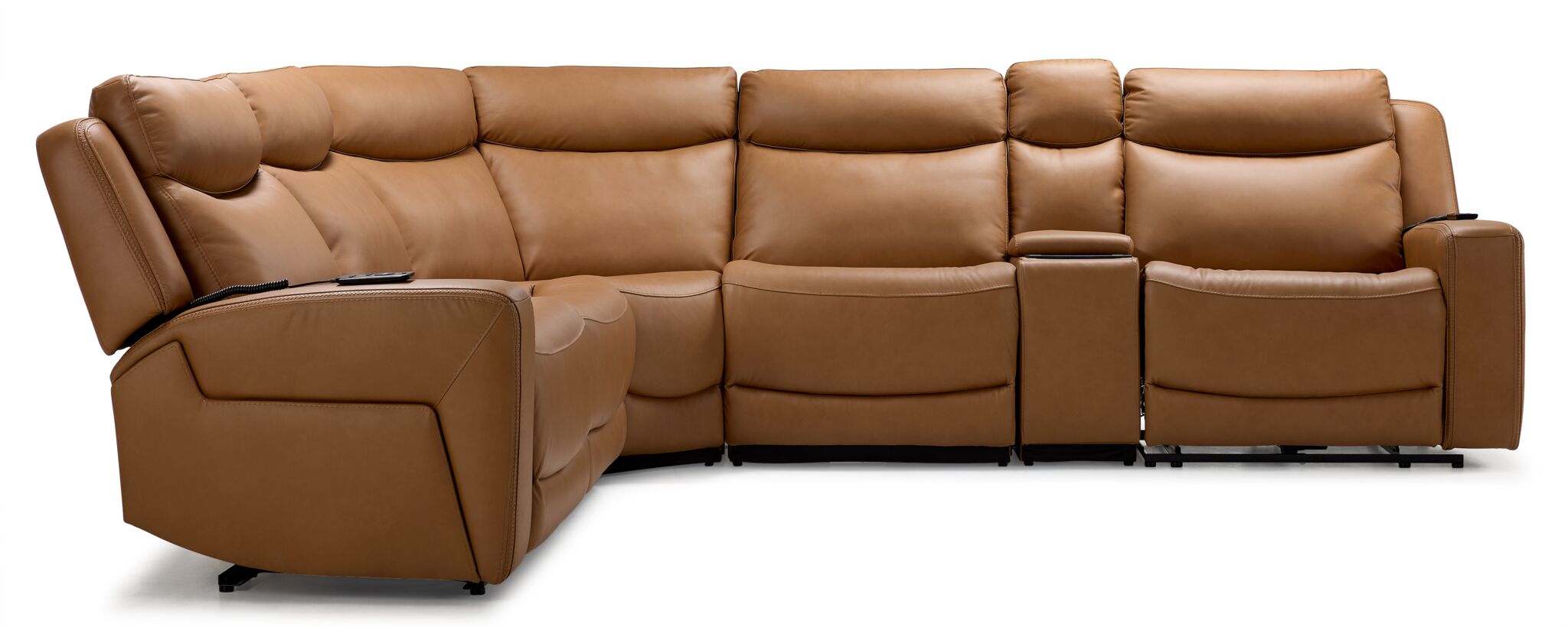Jackson Leather 6-Piece Power Reclining Sectional with Heat and Massage - Butternut