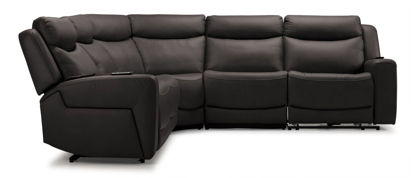 Jackson Leather 5-Piece Power Reclining Sectional with Heat and Massage - Charcoal