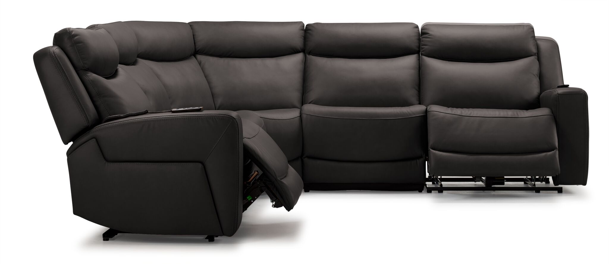 Jackson Leather 5-Piece Power Reclining Sectional with Heat and Massage - Charcoal