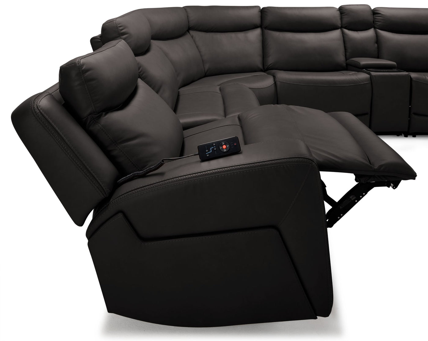 Jackson Leather 5-Piece Power Reclining Sectional with Heat and Massage - Charcoal