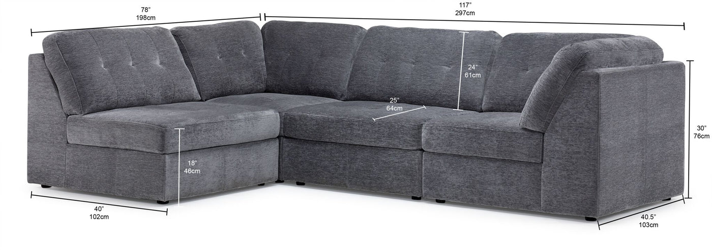 Jayce 4-Piece Modular Sectional - Grey