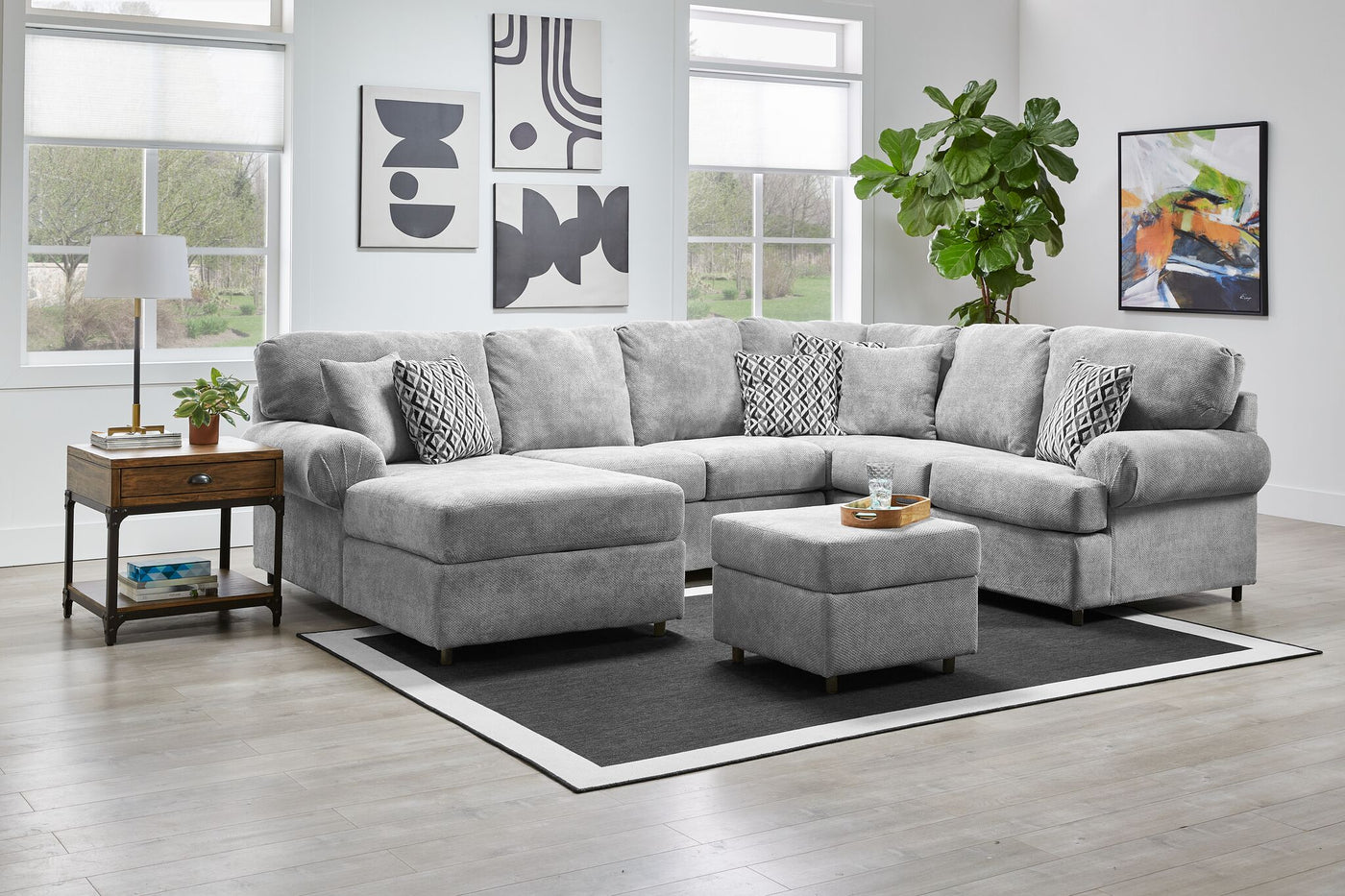 Jupiter 4-Piece Sectional with Left-Facing Chaise - Ash Grey