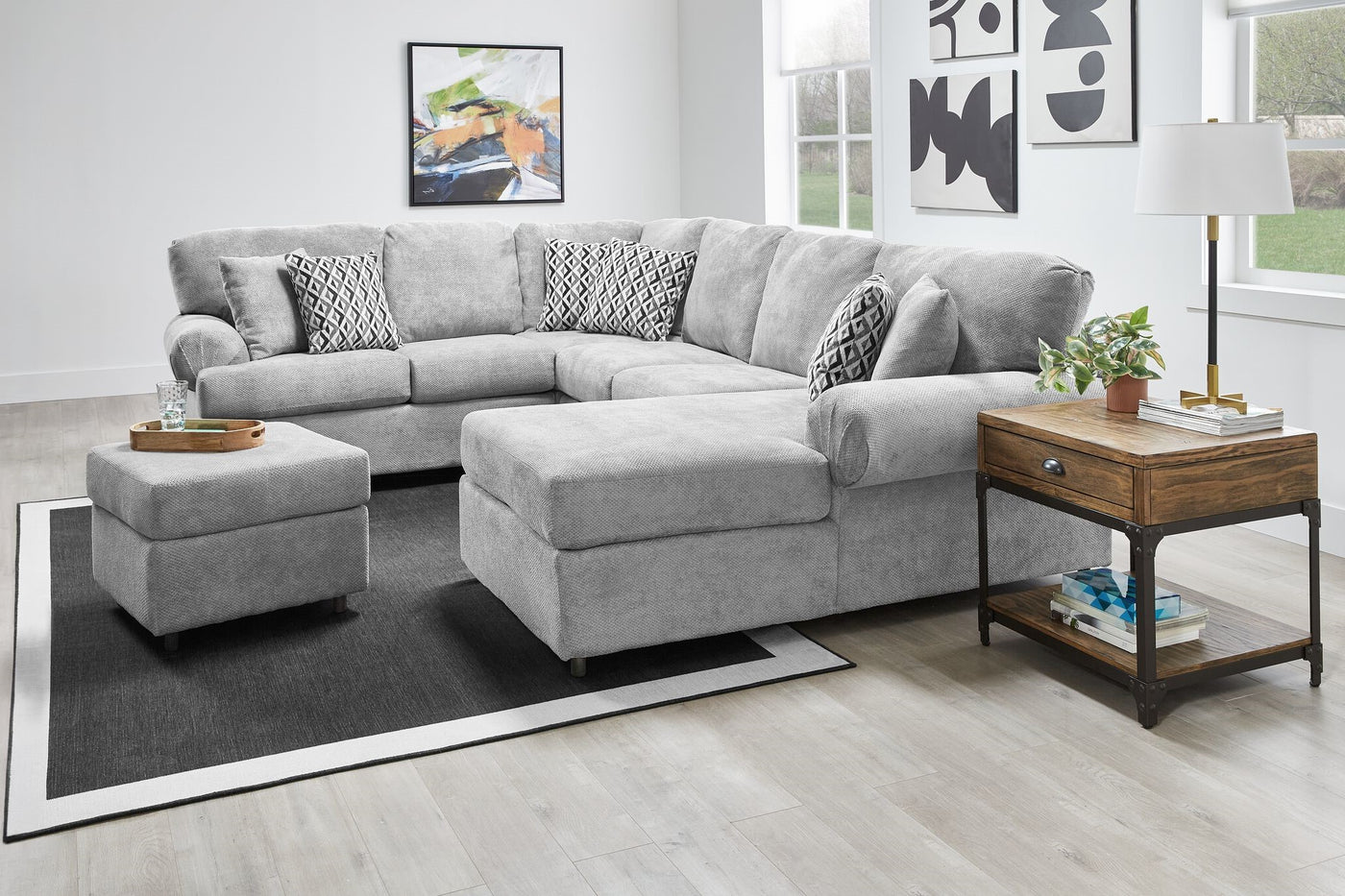Jupiter 4-Piece Sectional with Right-Facing Chaise - Ash Grey