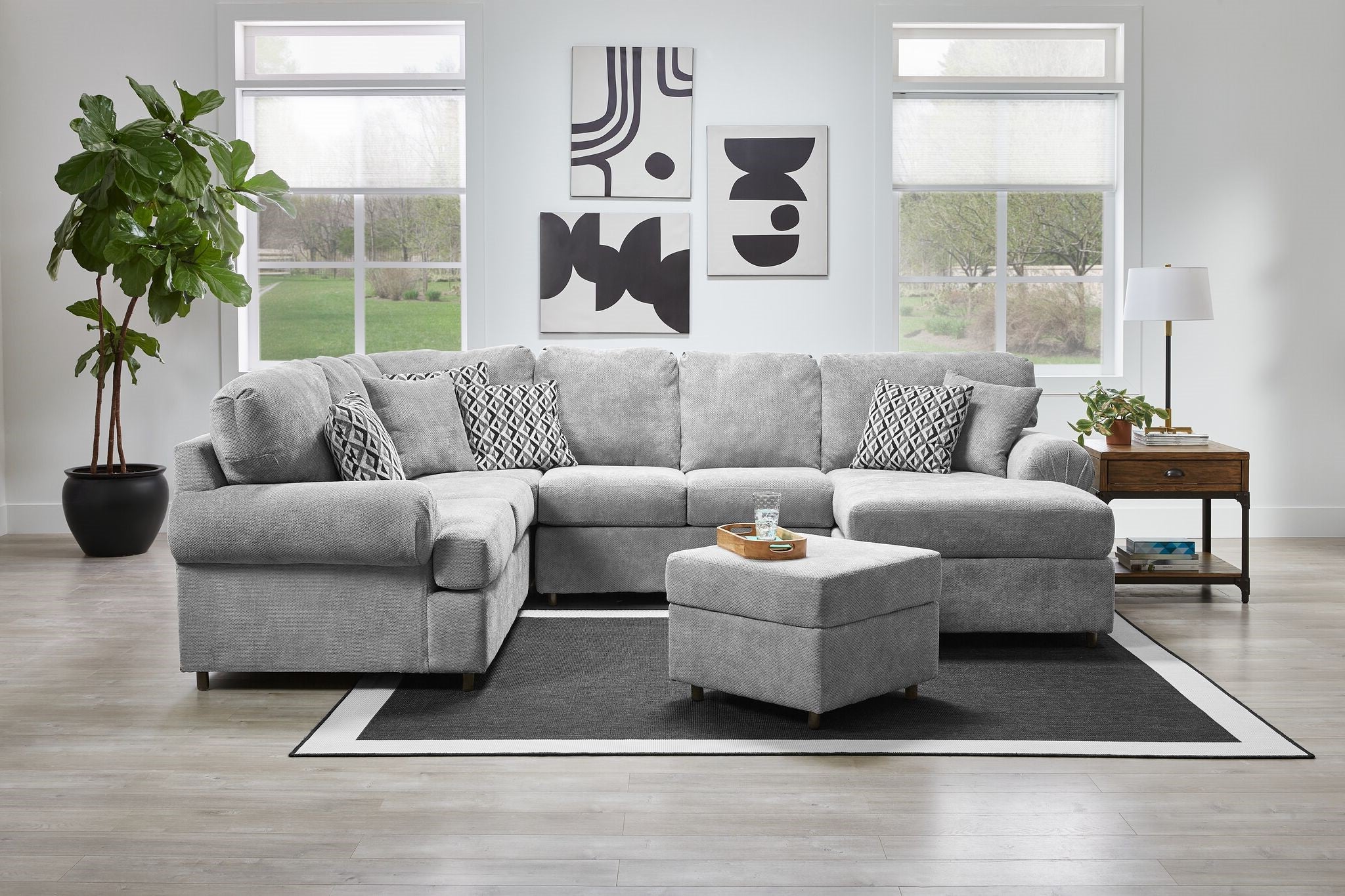 Jupiter 4-Piece Sectional with Right-Facing Chaise - Ash Grey