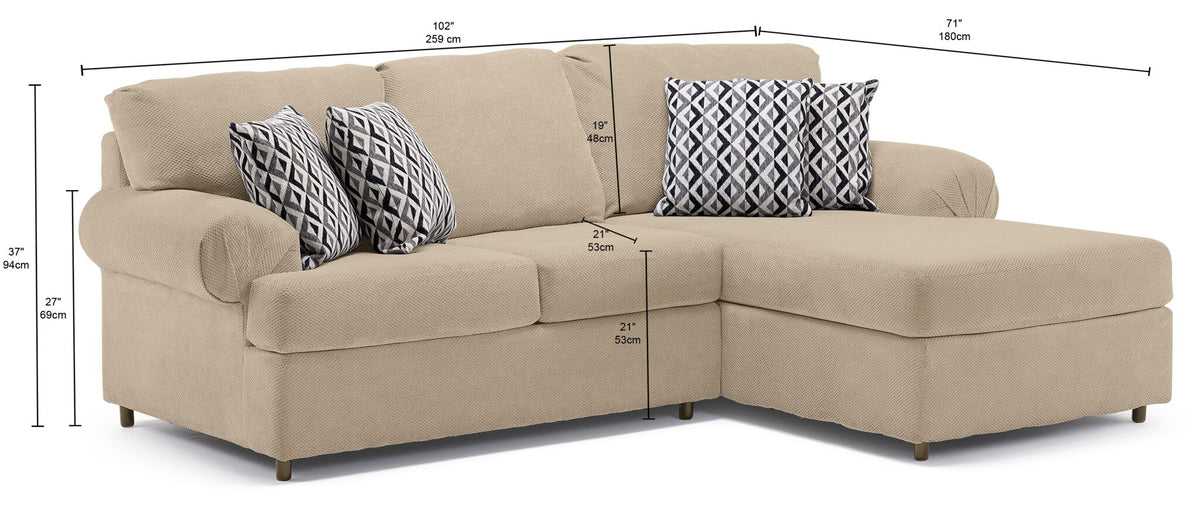 Jupiter 2-Piece Sectional with Right-Facing Chaise - Flax