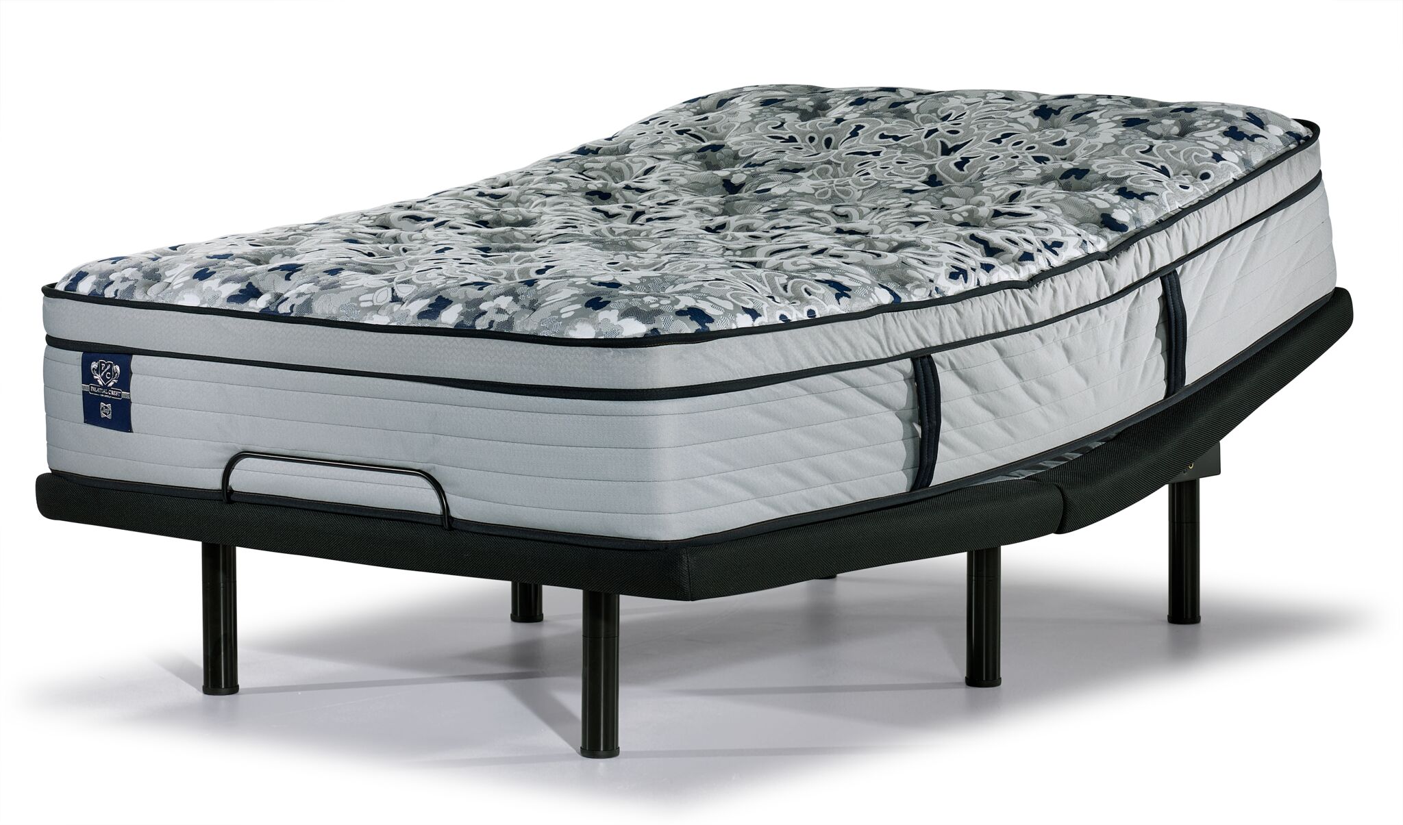 Sealy Posturepedic® Palatial Crest® Tenley II Medium Eurotop Queen Mattress and L2 Motion Pro Adjustable Base
