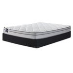 Sealy Essentials Kairo Medium Euro Top Queen mattress and boxspring set with quilted white top and black base