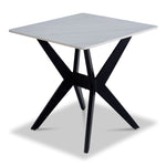 Kalani 21.75" End Table - White Sintered Stone & Black Metal