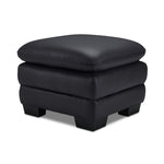 Kendrick Leather Ottoman - Black