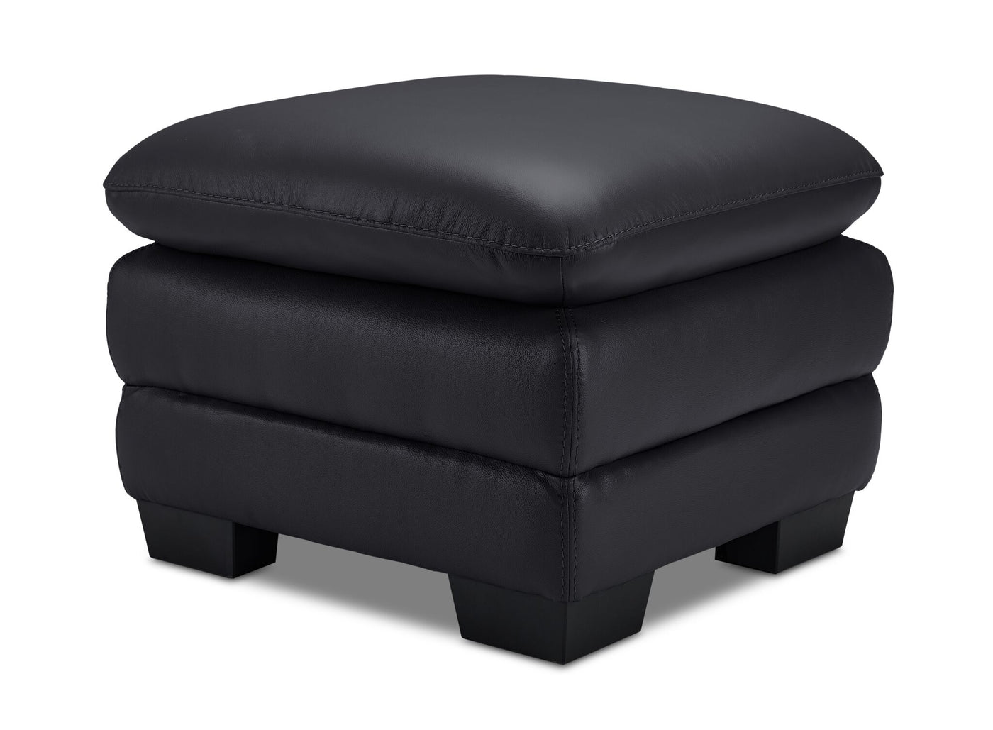 Kendrick Leather Ottoman - Black