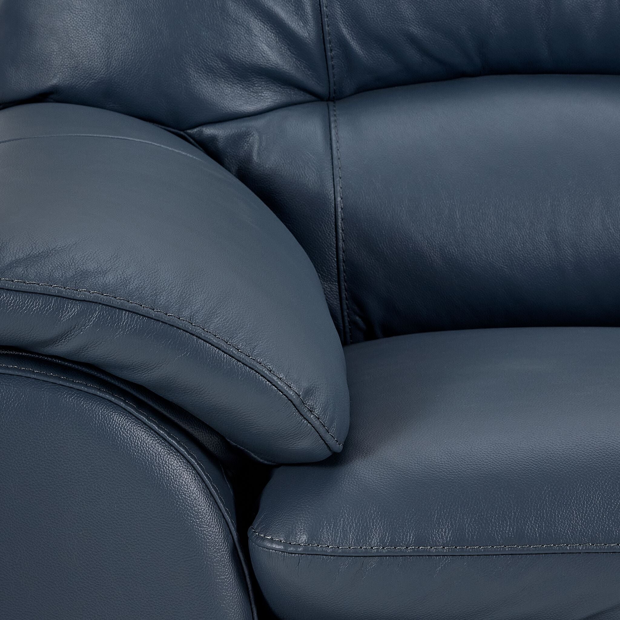 Kendrick Leather Sofa and Chair Set - Blue