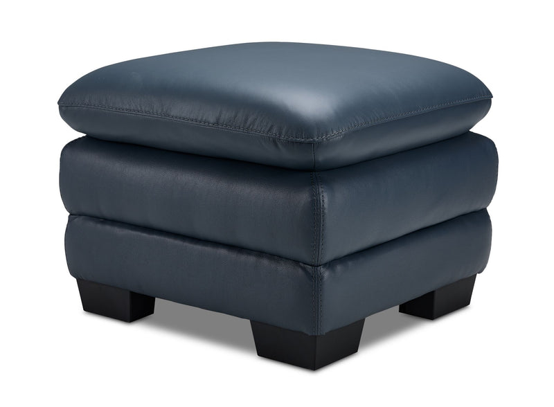 Kendrick Leather Ottoman - Blue | Leon's