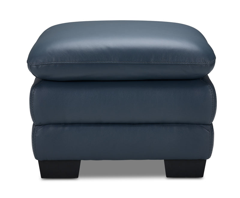 Kendrick Leather Ottoman - Blue | Leon's