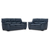 Kendrick Leather Sofa and Loveseat Set - Blue