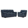 Kendrick Leather Sofa and Chair Set - Blue