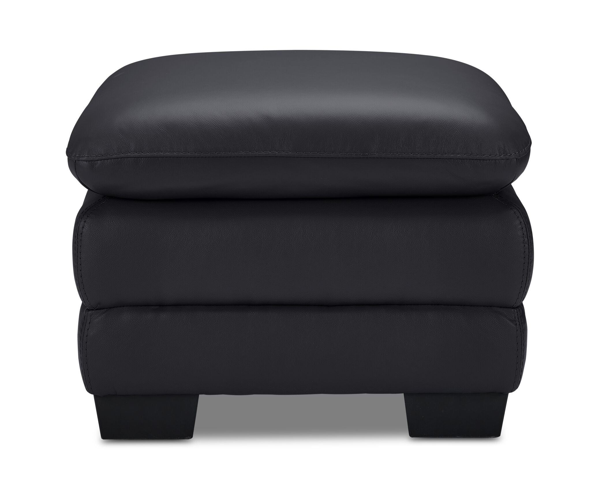 Kendrick Leather Ottoman - Black