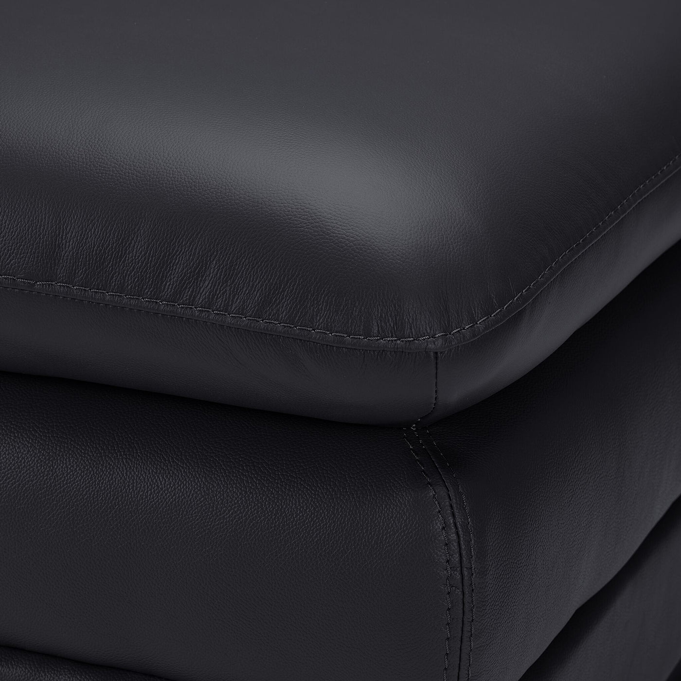 Kendrick Leather Ottoman - Black