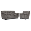 Kendrick Leather Sofa and Chair Set - Grey