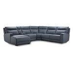 Kingsley Leather 6-Piece Power Reclining Sectional with Left-Facing Chaise - Blue