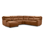 Kingsley Leather 6-Piece Power Reclining Sectional with Left-Facing Chaise - Tan