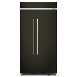 KitchenAid 40.75" 25.5 Cu. Ft. PrintShield Black Stainless Built-In Side-by-Side Refrigerator - KBSN702MBS