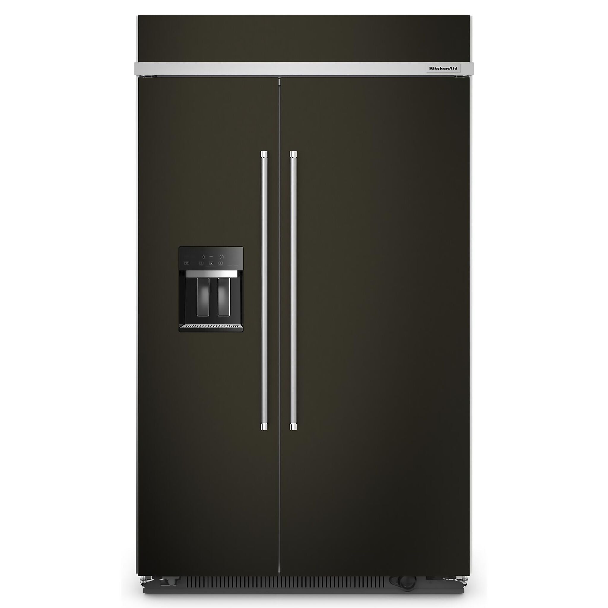 KitchenAid 47.25" 29.4 Cu. Ft. PrintShield Black Stainless Built-In Side-by-Side Refrigerator with Ice and Water Dispenser - KBSD708MBS