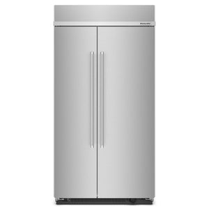 KitchenAid 40.75" 25.5 Cu. Ft. PrintShield Stainless Built-In Side-by-Side Refrigerator - KBSN702MPS