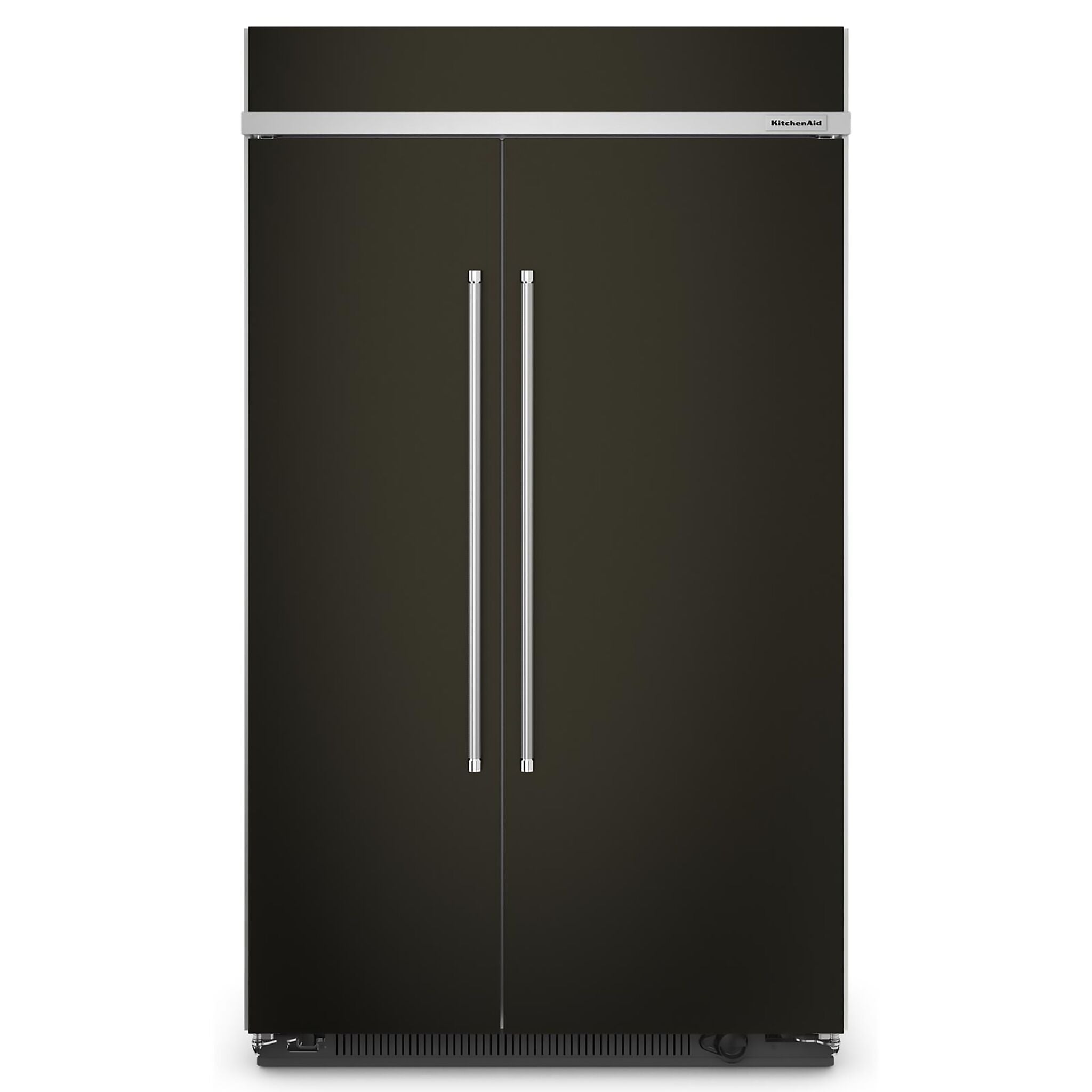 KitchenAid 46.75" 30 Cu. Ft. PrintShield Black Stainless Built-In Side-by-Side Refrigerator - KBSN708MBS