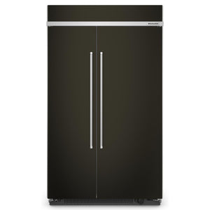 KitchenAid 46.75" 30 Cu. Ft. PrintShield Black Stainless Built-In Side-by-Side Refrigerator - KBSN708MBS