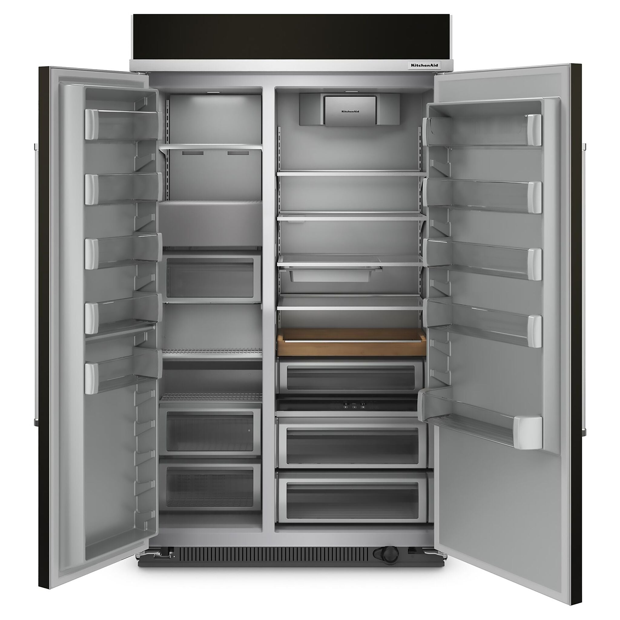 KitchenAid 46.75" 30 Cu. Ft. PrintShield Black Stainless Built-In Side-by-Side Refrigerator - KBSN708MBS