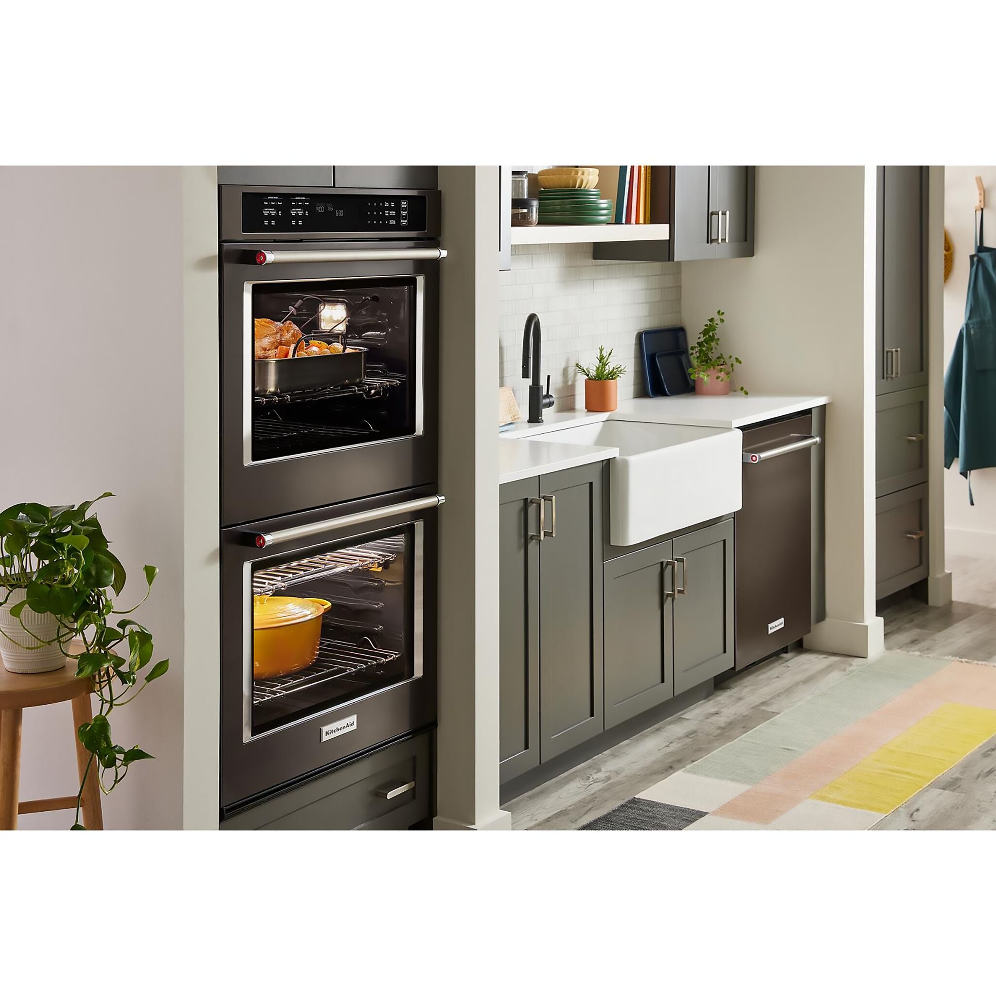 KitchenAid PrintShield™ Finish Black Stainless Steel 27" Double Wall Oven (8.6 Cu.Ft.) - KOED527PBS