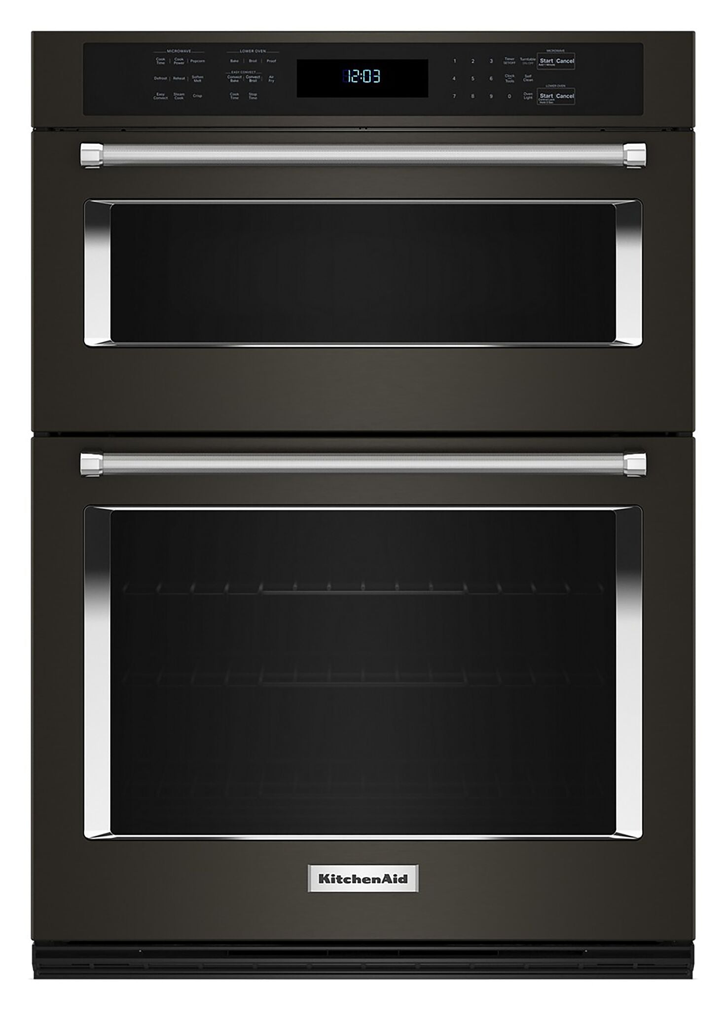 KitchenAid Black Stainless Steel with PrintShield™ Finish 30" Wall Oven and Microwave Combination (5.0 Cu. Ft. / 1.4 Cu. Ft.)- KOEC530PBS