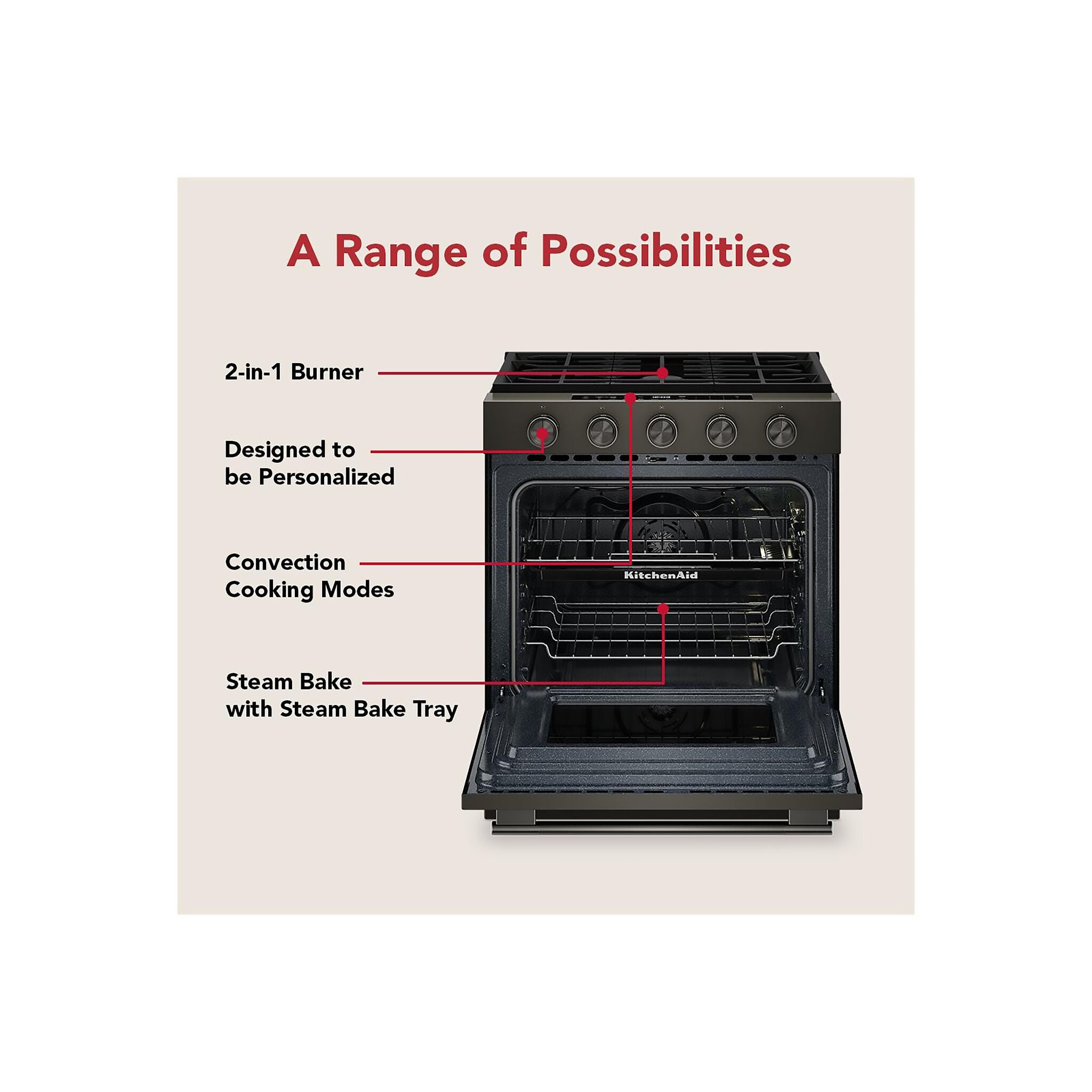 KitchenAid Black Ore Slide-In Gas Convection Range (5 cu.ft) - KSGS530SBE--