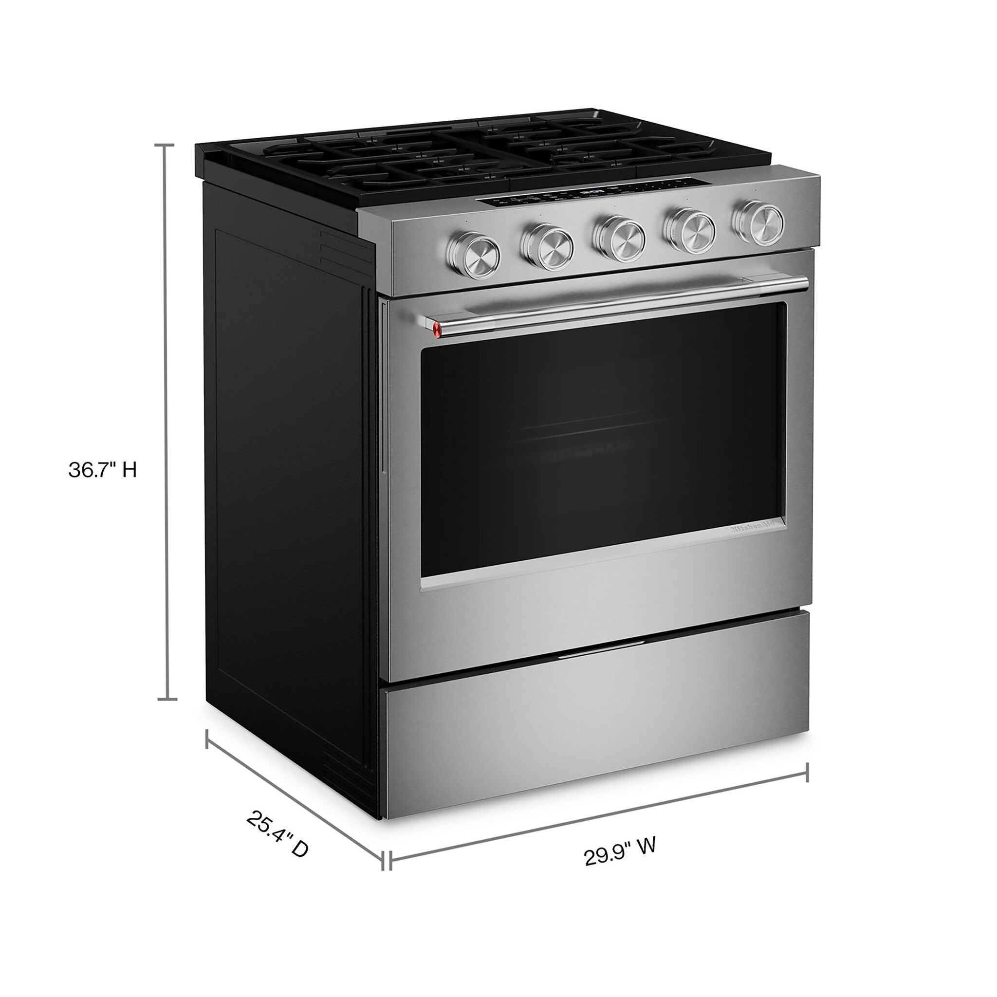 KitchenAid Fingerprint Resistant Stainless Steel Slide-In Gas Convection Range (5 cu.ft.) - KSGS530SPS