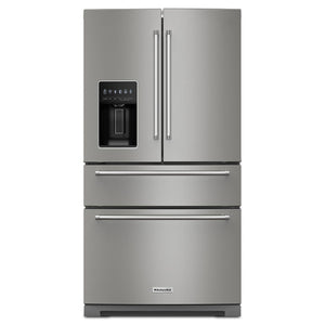 KitchenAid 35.75" 26.2 Cu. Ft. PrintShield Stainless French Door Refrigerator - KRMF536RPS