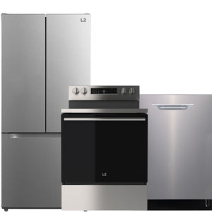 L2 Stainless Steel Kitchen Package with French Door Refrigerator, Electric Range & Built-In Dishwasher